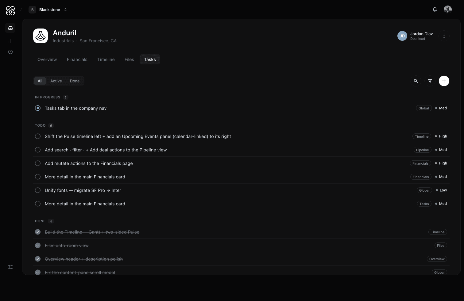 Company — Tasks